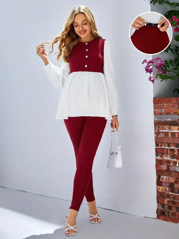 Elegant Maternity Casual Outfit Set - Image 3